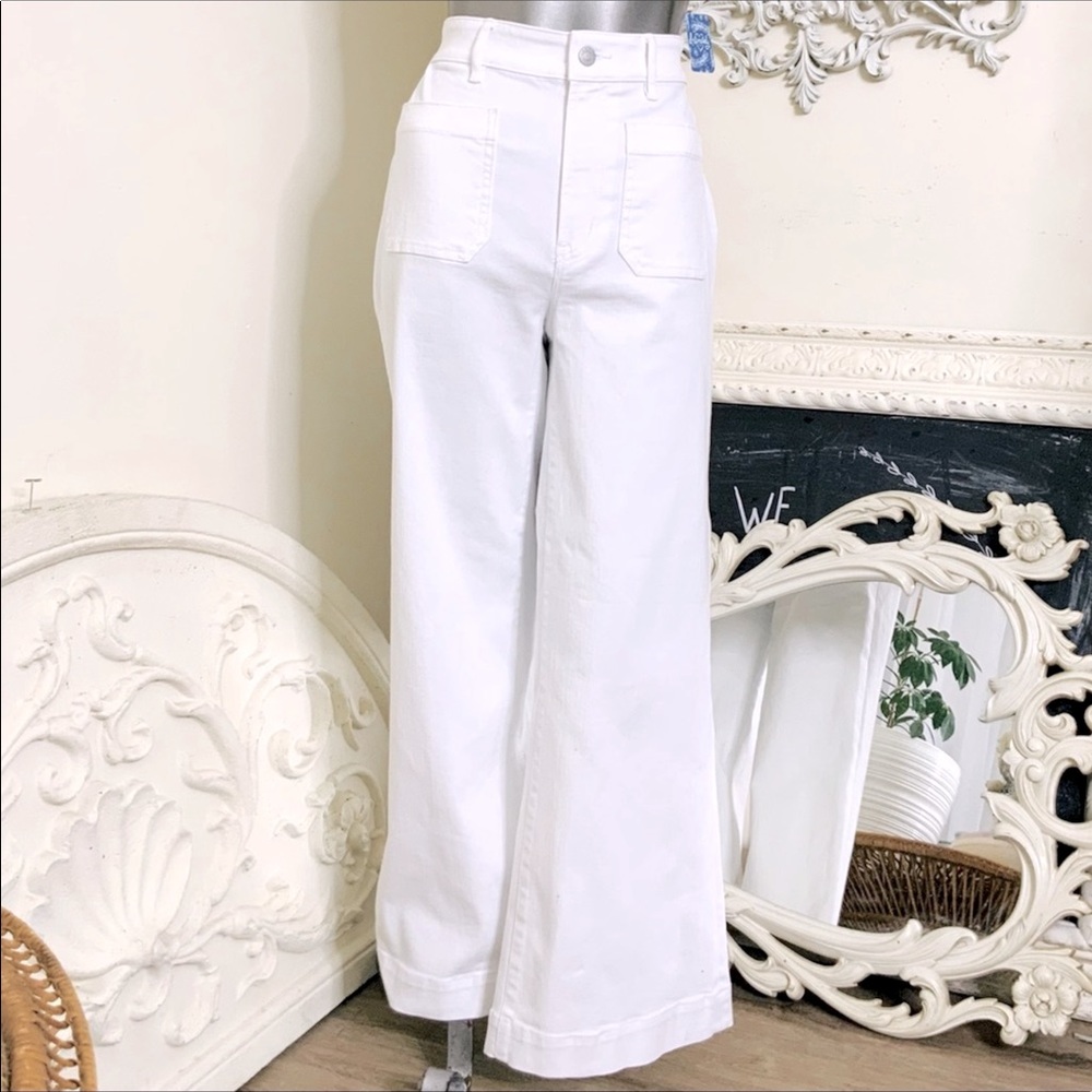 High Waist Wide-Leg White Jeans NWOT